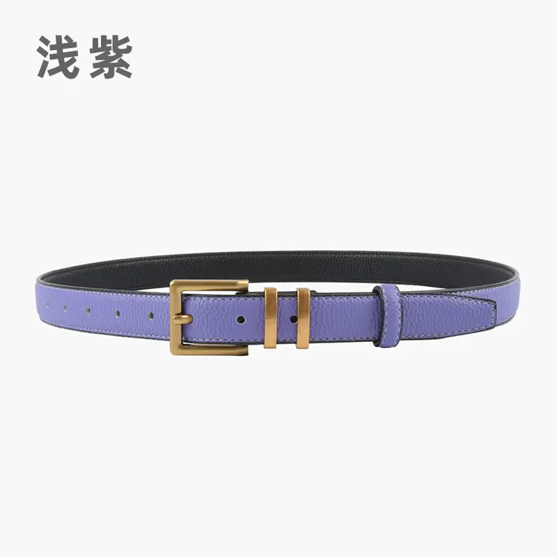 Women Litchi Belt Black Cowhide 2.3cm - Image 12