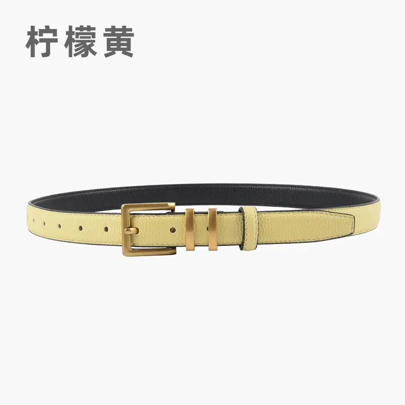 Women Litchi Belt Black Cowhide 2.3cm - Image 13