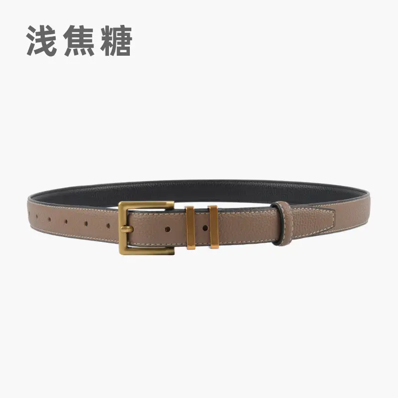 Women Litchi Belt Black Cowhide 2.3cm - Image 14