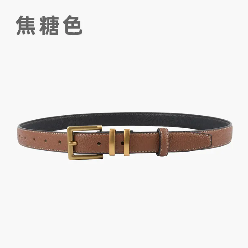 Women Litchi Belt Black Cowhide 2.3cm - Image 16