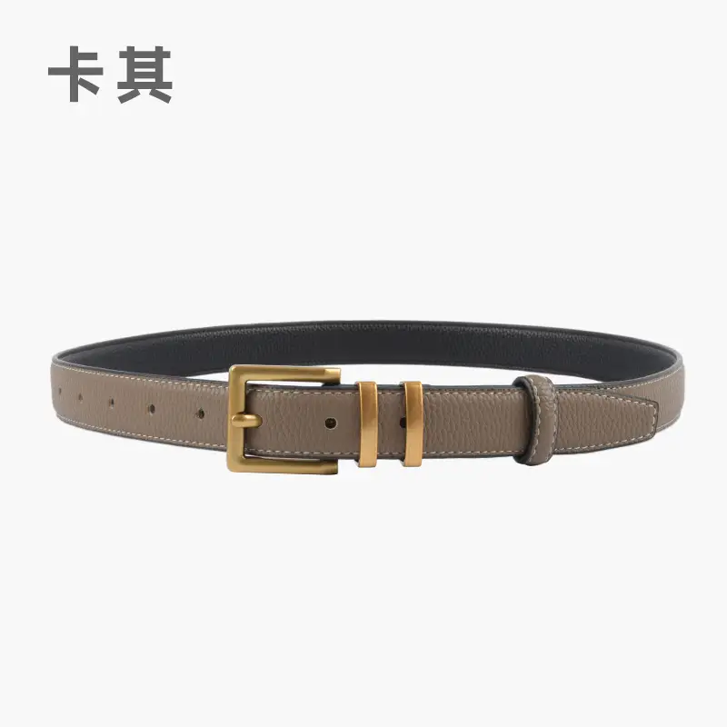 Women Litchi Belt Black Cowhide 2.3cm - Image 3