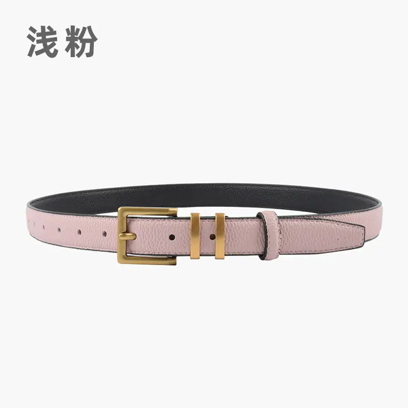 Women Litchi Belt Black Cowhide 2.3cm - Image 5