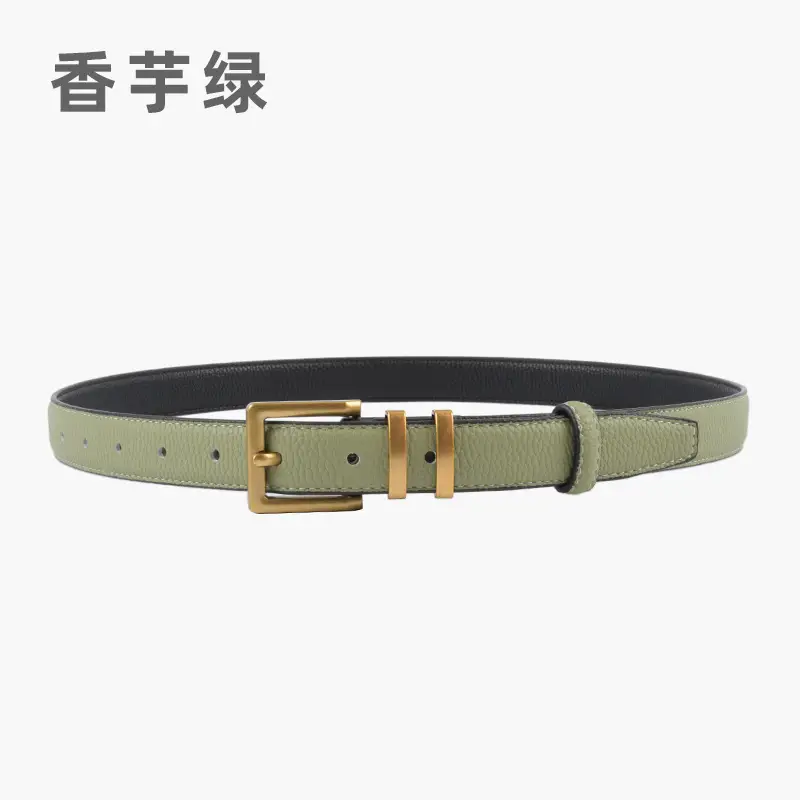 Women Litchi Belt Black Cowhide 2.3cm - Image 6