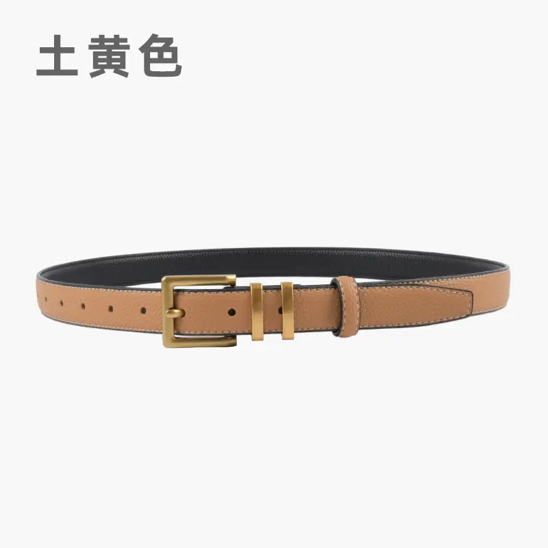 Women Litchi Belt Black Cowhide 2.3cm - Image 8