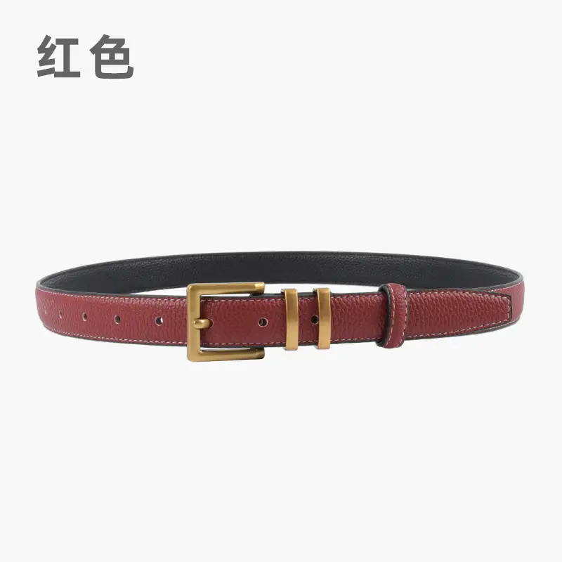 Women Litchi Belt Black Cowhide 2.3cm - Image 9