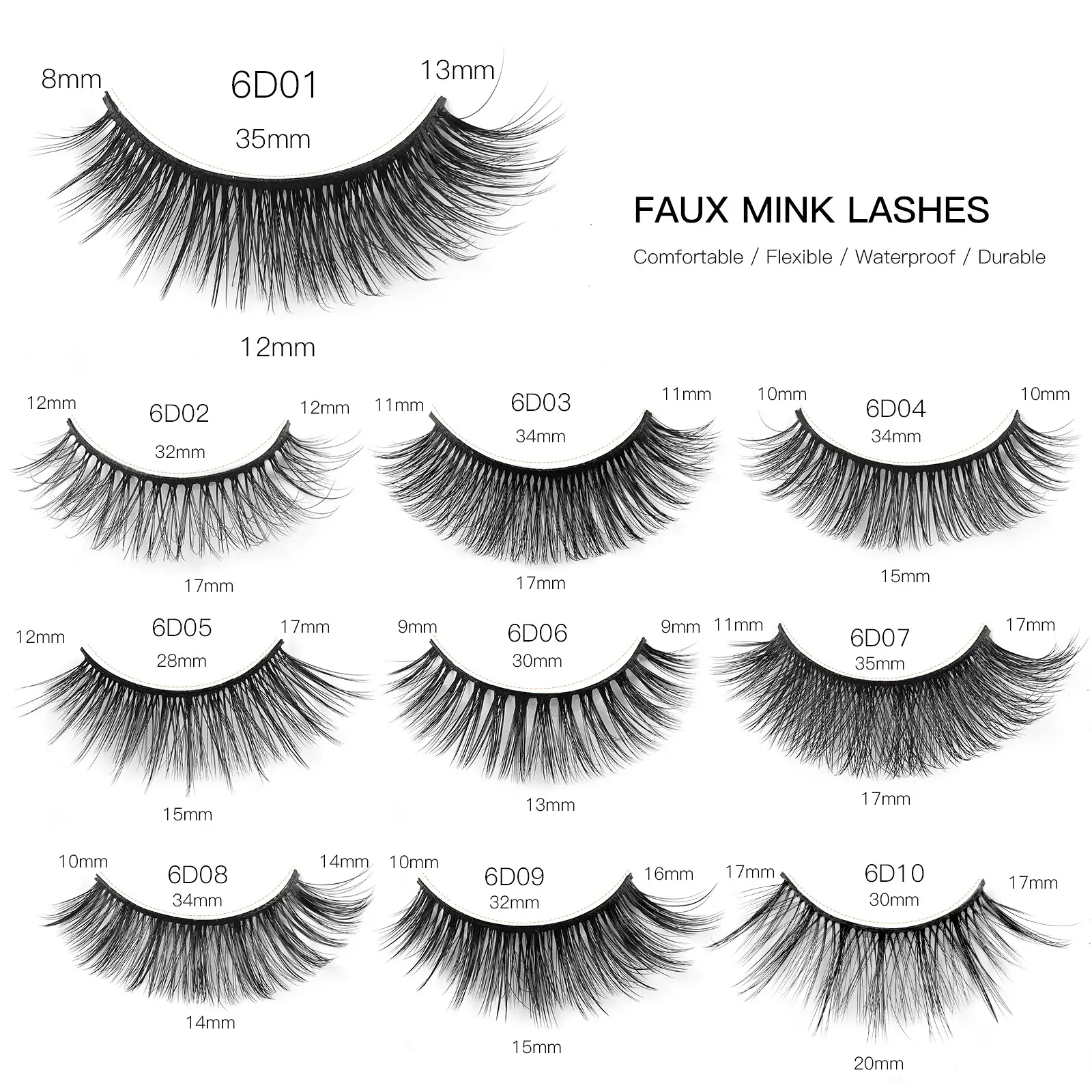5 Pairs Chemical Fiber False Eyelashes Natural Thick One-Piece