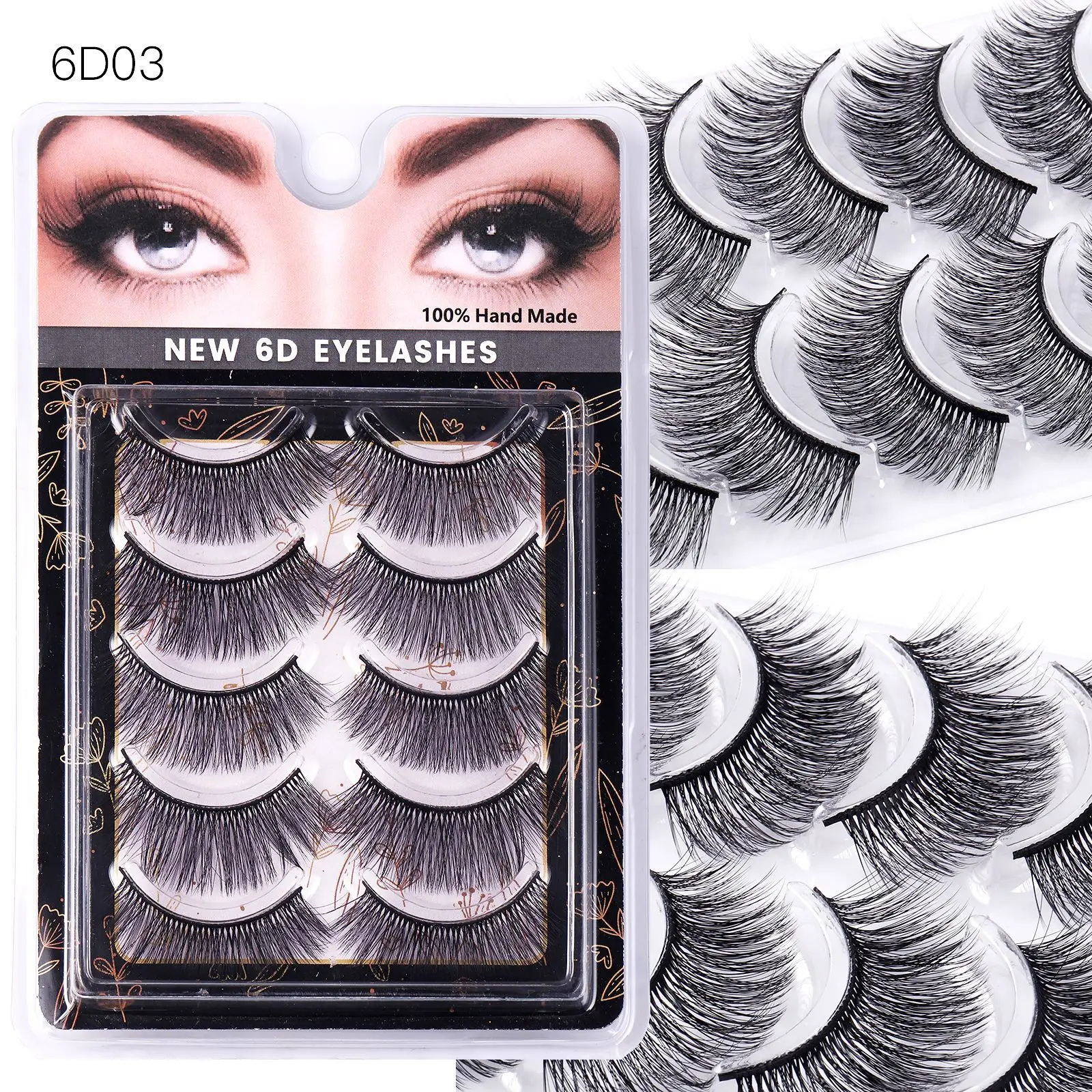 5 Pairs Chemical Fiber False Eyelashes Natural Thick One-Piece