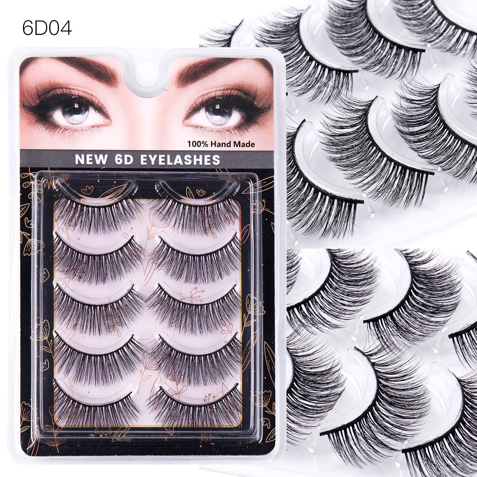 5 Pairs Chemical Fiber False Eyelashes Natural Thick One-Piece