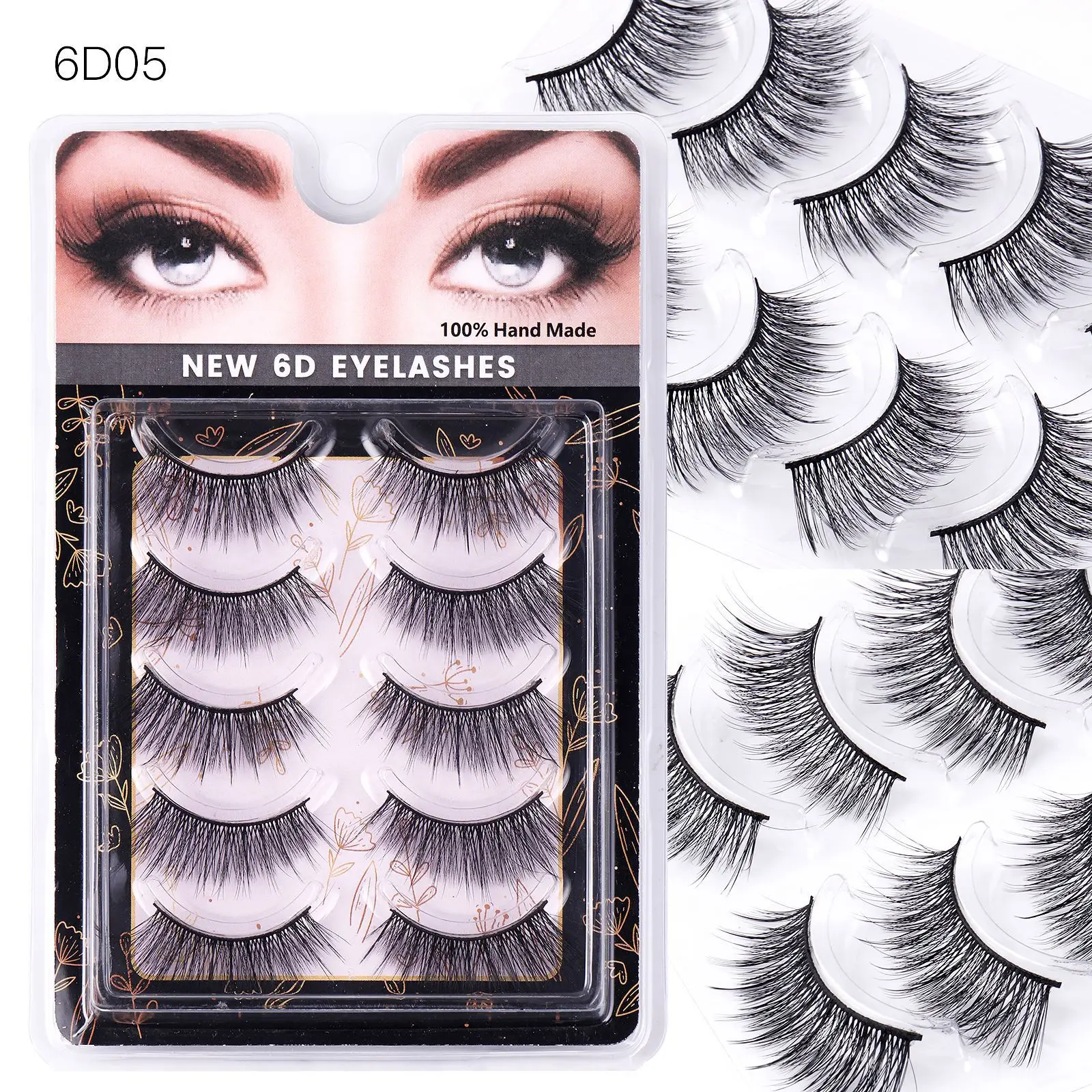 5 Pairs Chemical Fiber False Eyelashes Natural Thick One-Piece