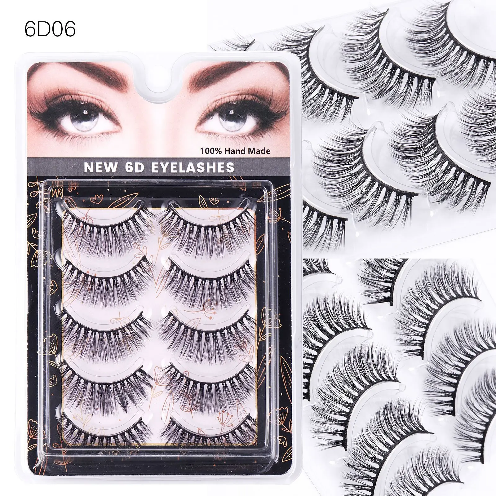 5 Pairs Chemical Fiber False Eyelashes Natural Thick One-Piece