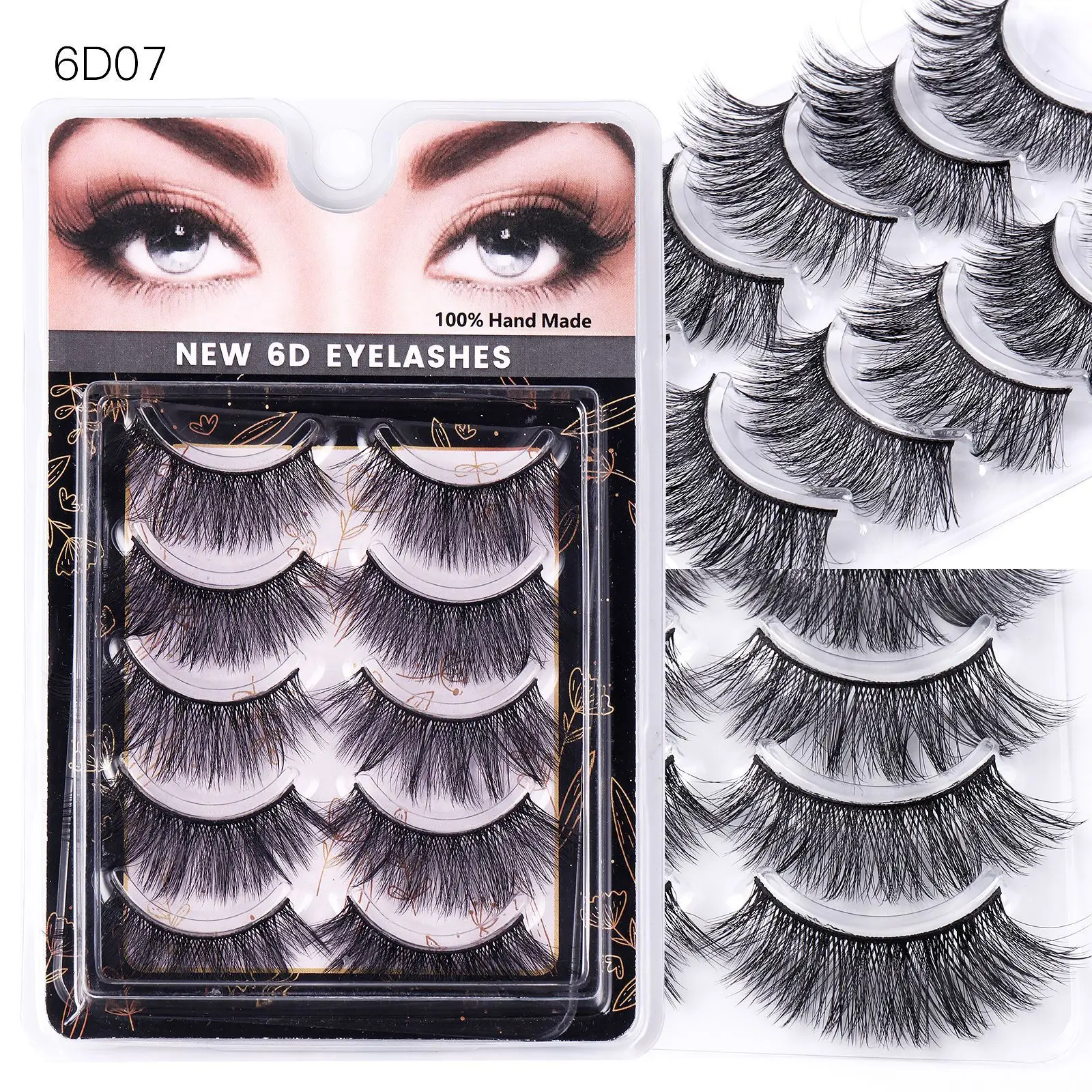 5 Pairs Chemical Fiber False Eyelashes Natural Thick One-Piece