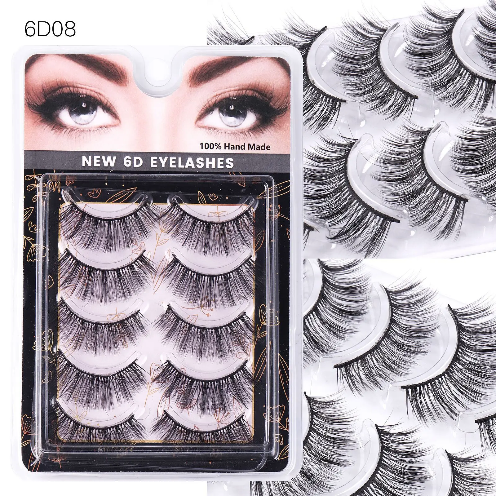 5 Pairs Chemical Fiber False Eyelashes Natural Thick One-Piece