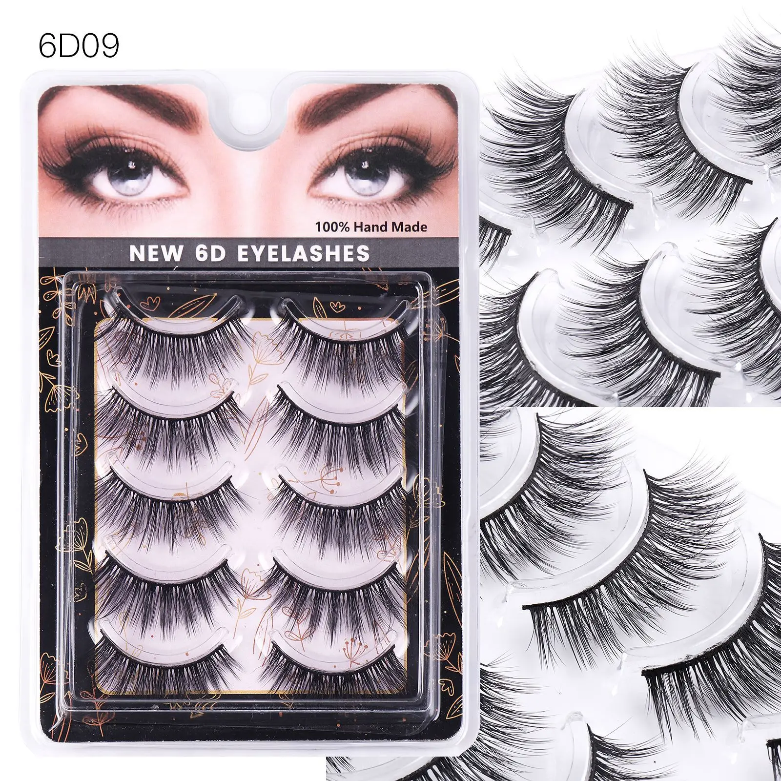 5 Pairs Chemical Fiber False Eyelashes Natural Thick One-Piece