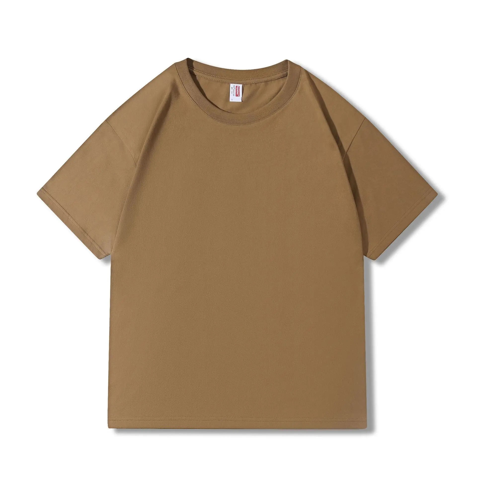 Men's Brown Cotton T-Shirt Short Sleeve Wholesale - Image 2