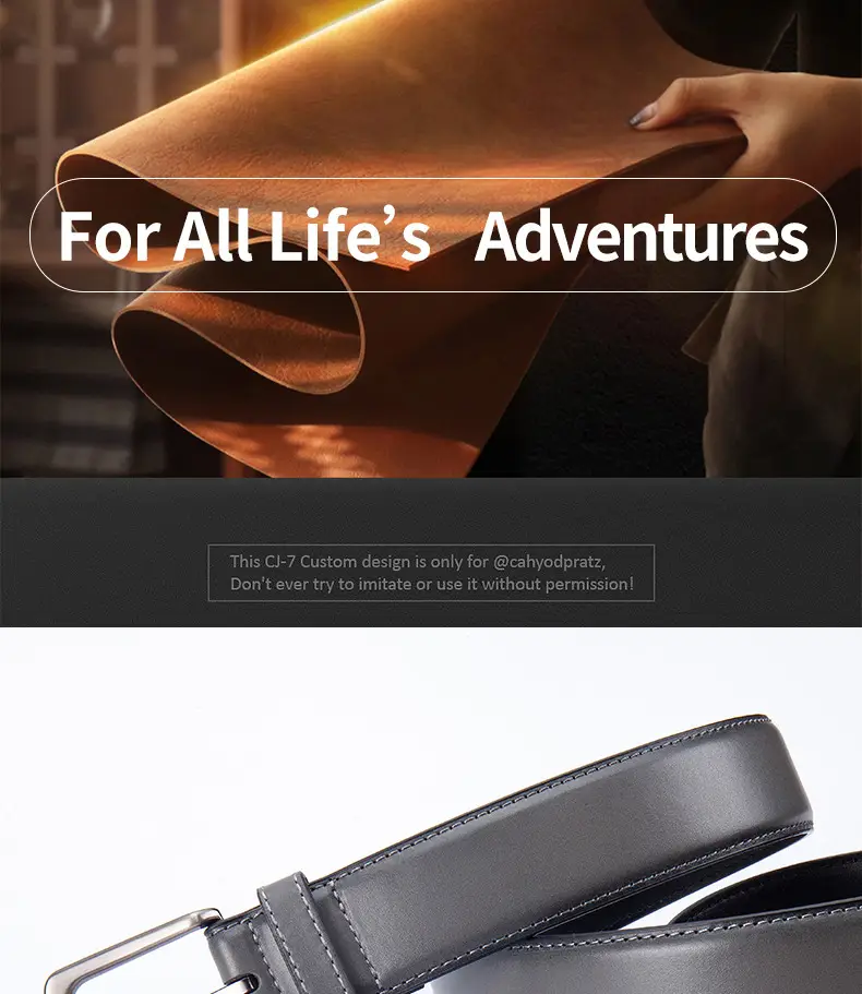 Men's Black Leather Belt with Silver Pin Buckle — feature 3