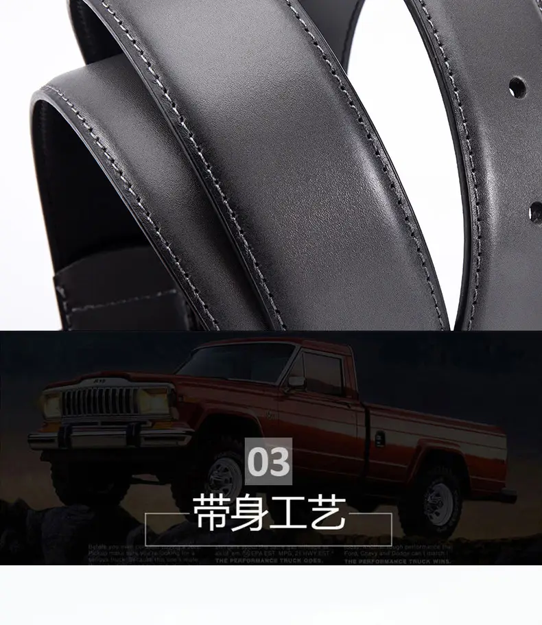 Men's Black Leather Belt with Silver Pin Buckle — feature 7