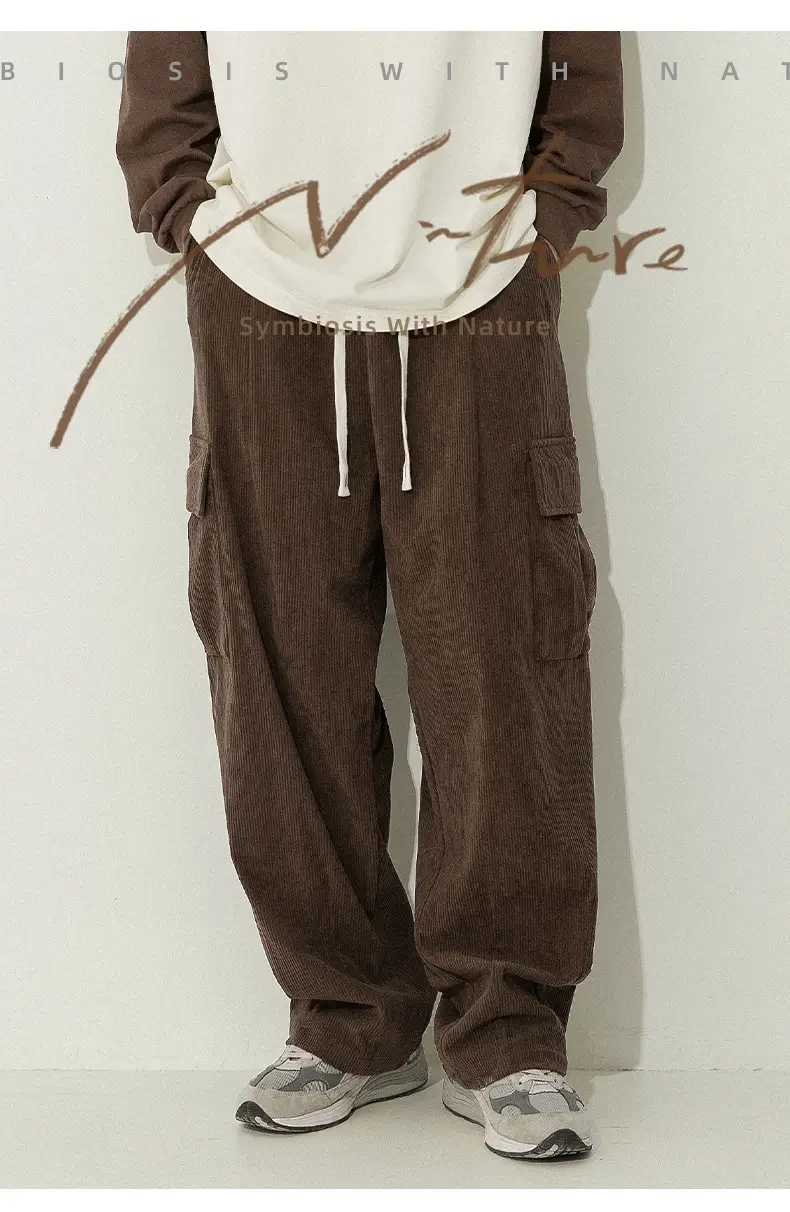 Japanese Style Corduroy Pants Brown 2025 Spring — feature 2