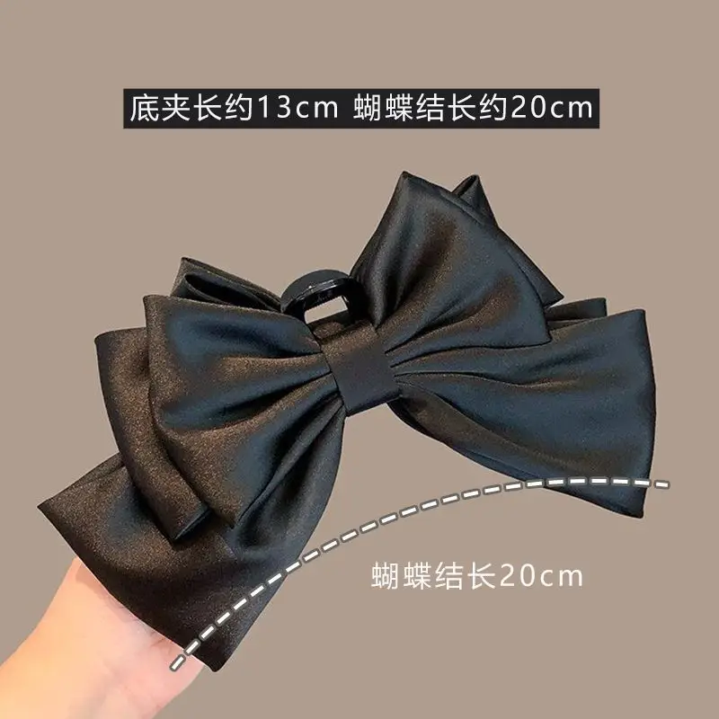 Black Super Large Bow Grip Hair Clip for Women - Image 3