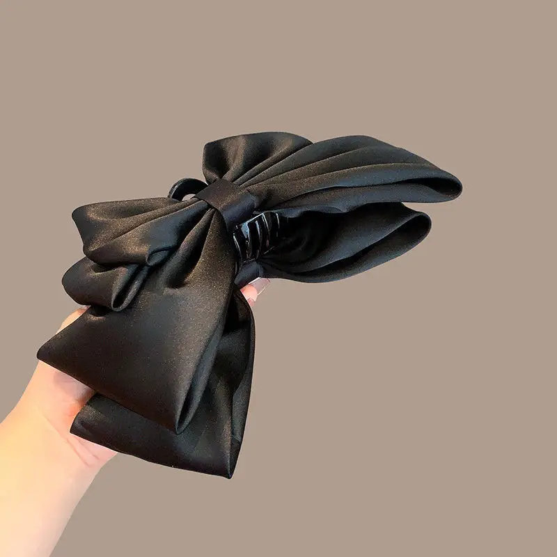 Black Super Large Bow Grip Hair Clip for Women - Image 4