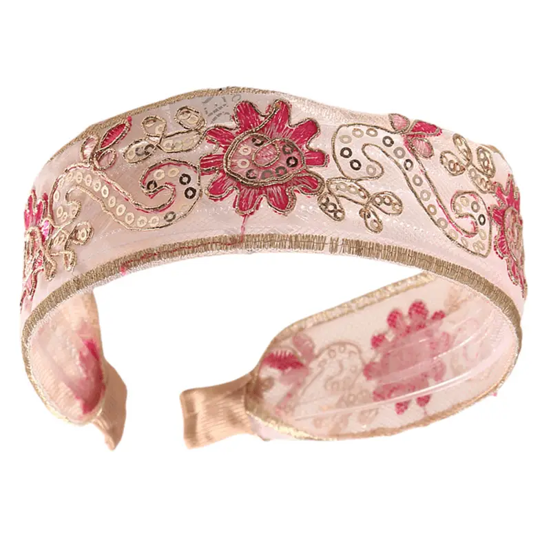 Luxury Floral Bangle with Inner Teeth & Silk Embroidery