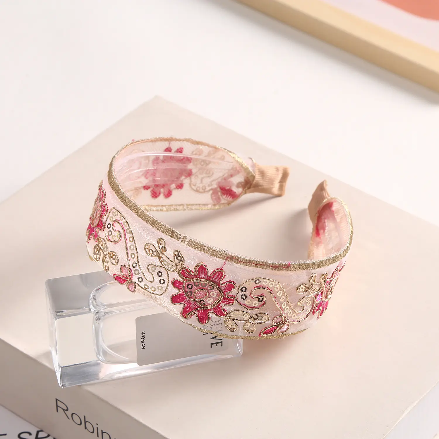 Luxury Floral Bangle with Inner Teeth & Silk Embroidery