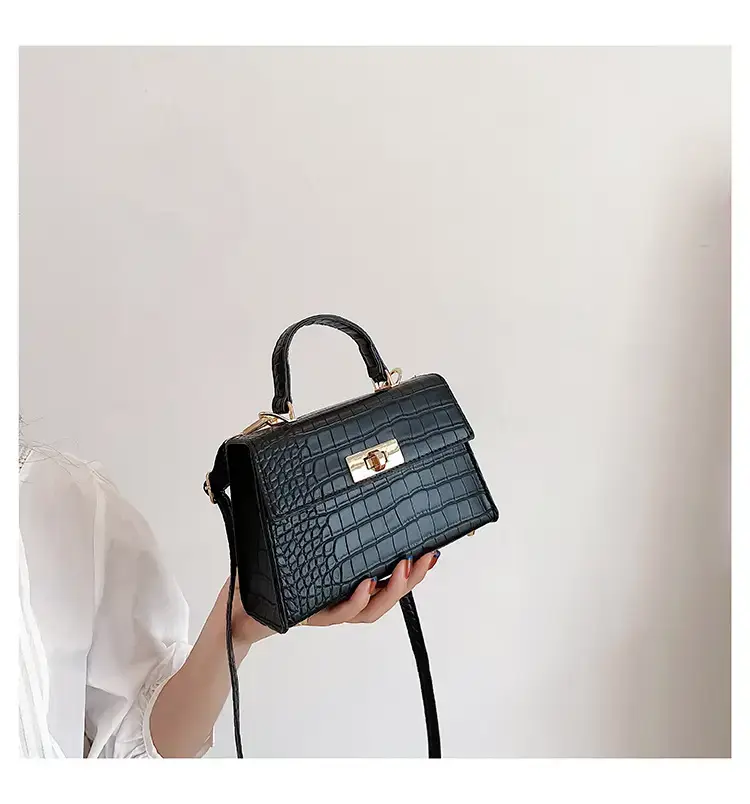 White Textured Shoulder Bag with Rotating Lock for Women - Image 2