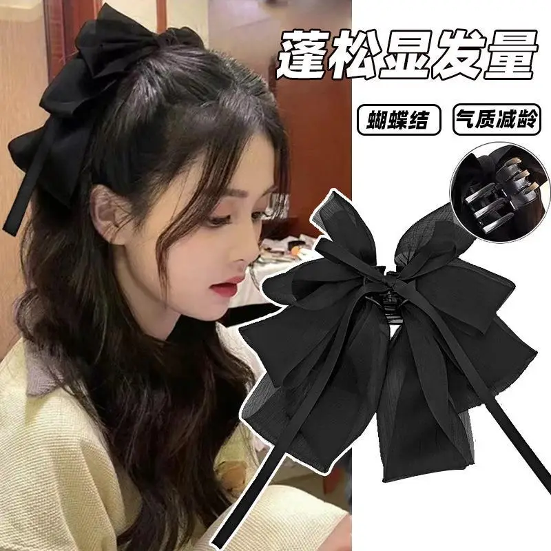 Black Ribbon Hairpin for Women Large Back of Head Clip - Image 4