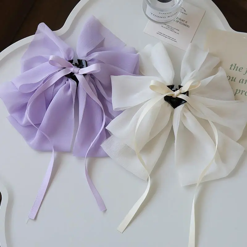 Black Ribbon Hairpin for Women Large Back of Head Clip - Image 5