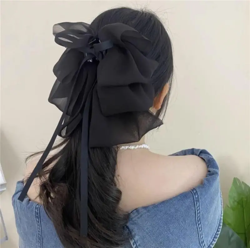 Black Ribbon Hairpin for Women Large Back of Head Clip — feature 5