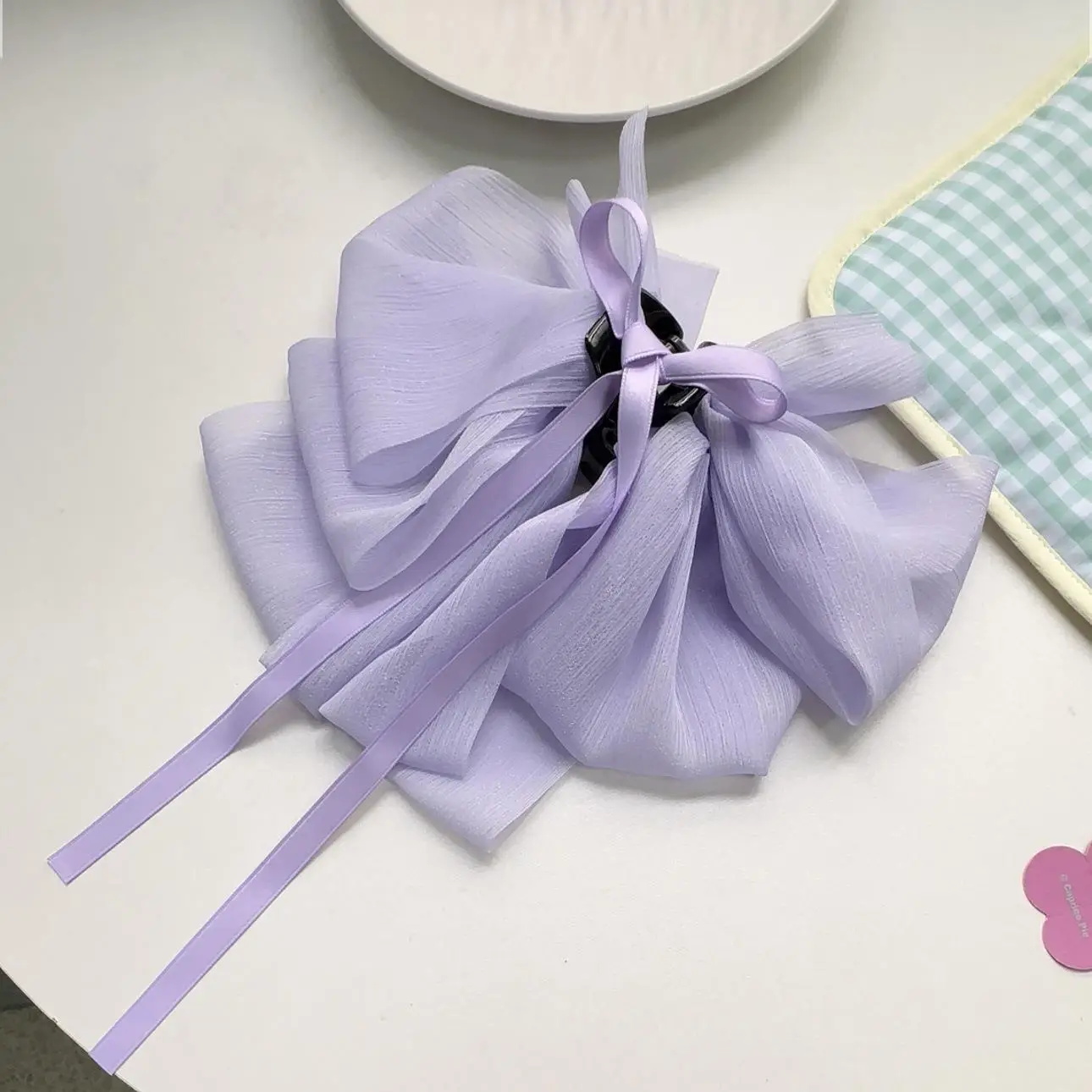 Black Ribbon Hairpin for Women Large Back of Head Clip - Image 3