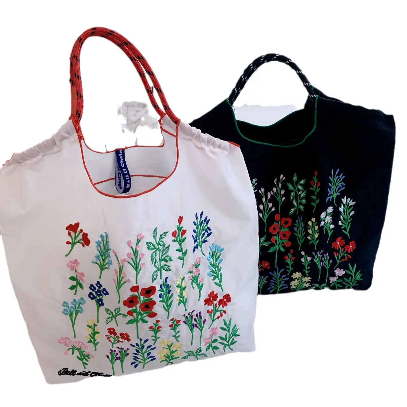 Women's Embroidered Floral Handheld Bag White - Image 8