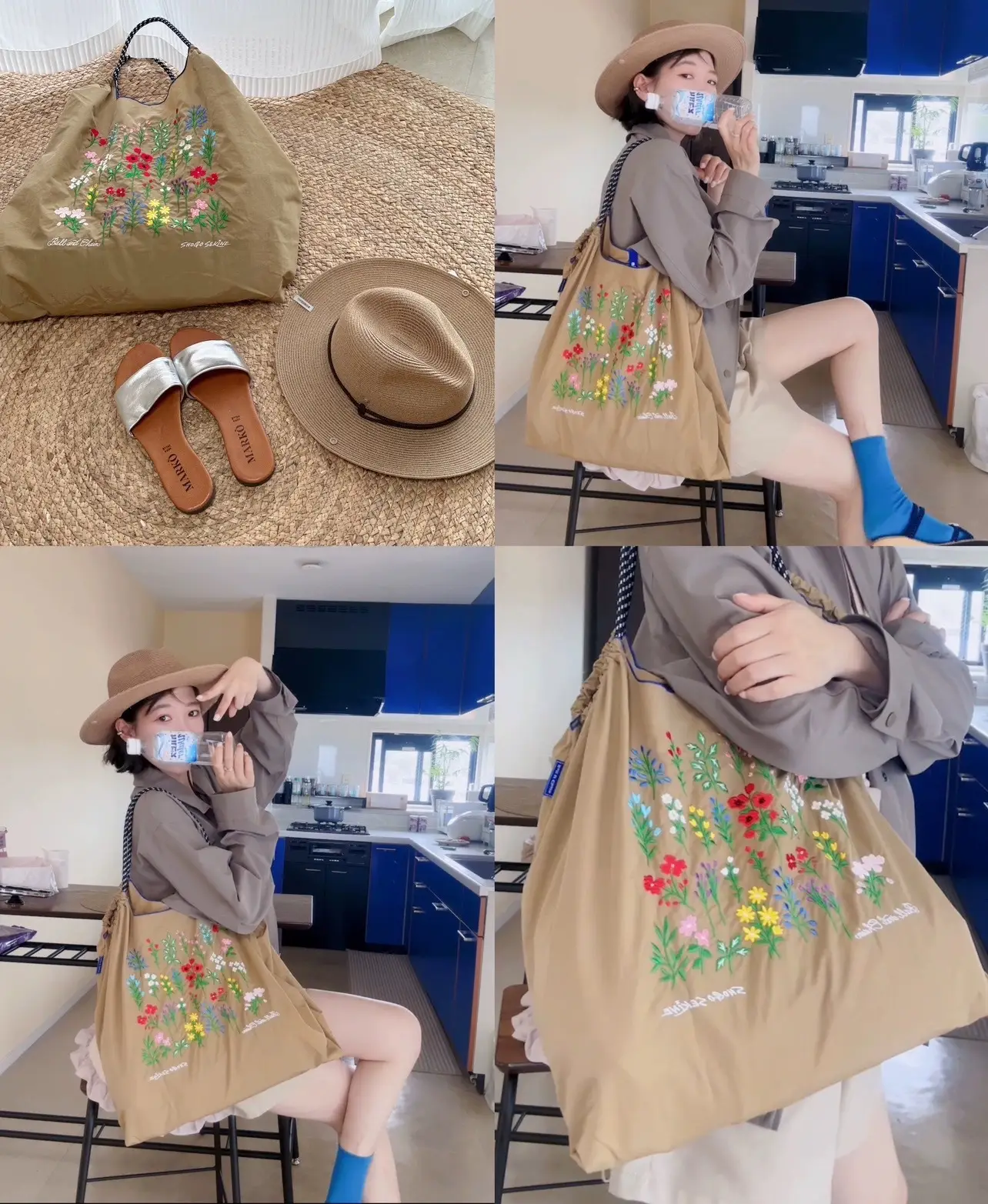 Women's Embroidered Floral Handheld Bag White — feature 4
