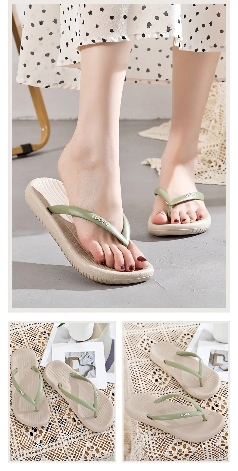 Luo Fu Women's Black Flip Flops Summer Sandals — feature 14