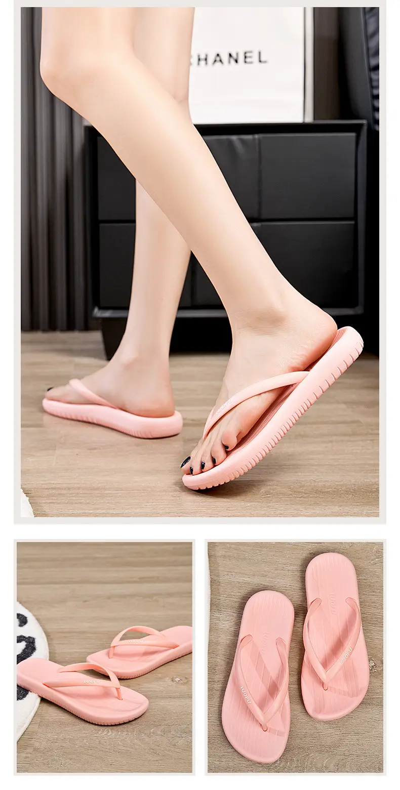 Luo Fu Women's Black Flip Flops Summer Sandals — feature 16