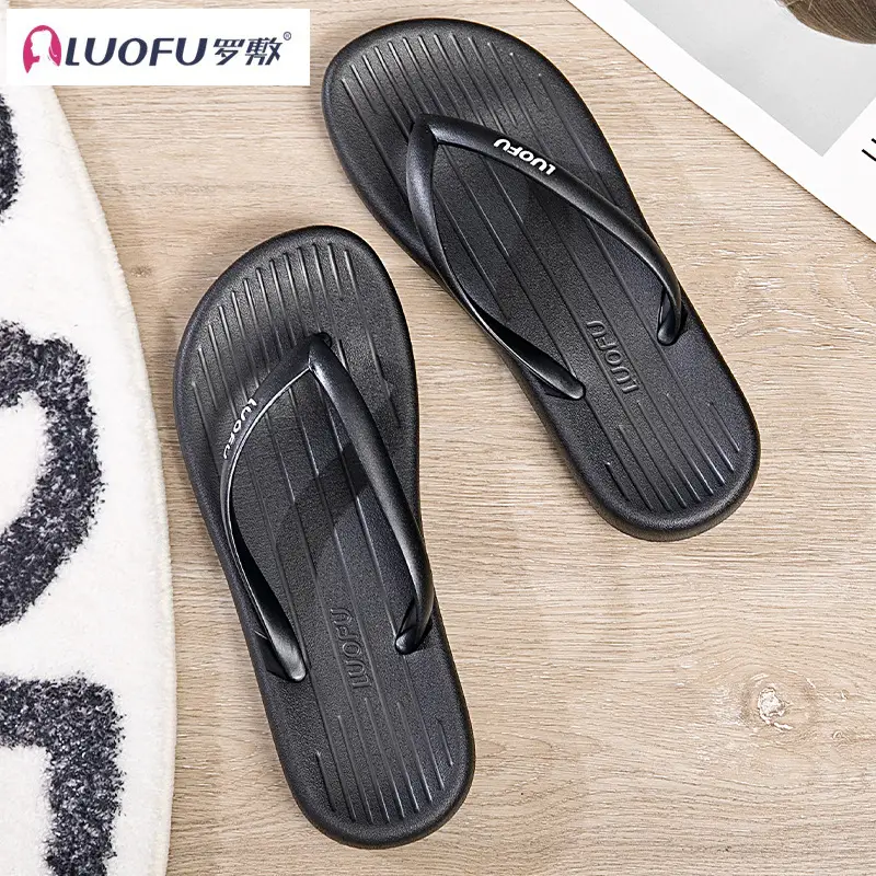 Luo Fu Women's Black Flip Flops Summer Sandals — feature 36