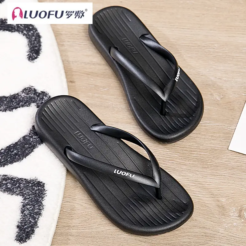 Luo Fu Women's Black Flip Flops Summer Sandals — feature 37