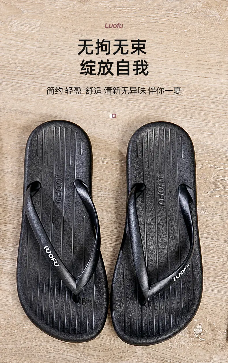 Luo Fu Women's Black Flip Flops Summer Sandals — feature 4