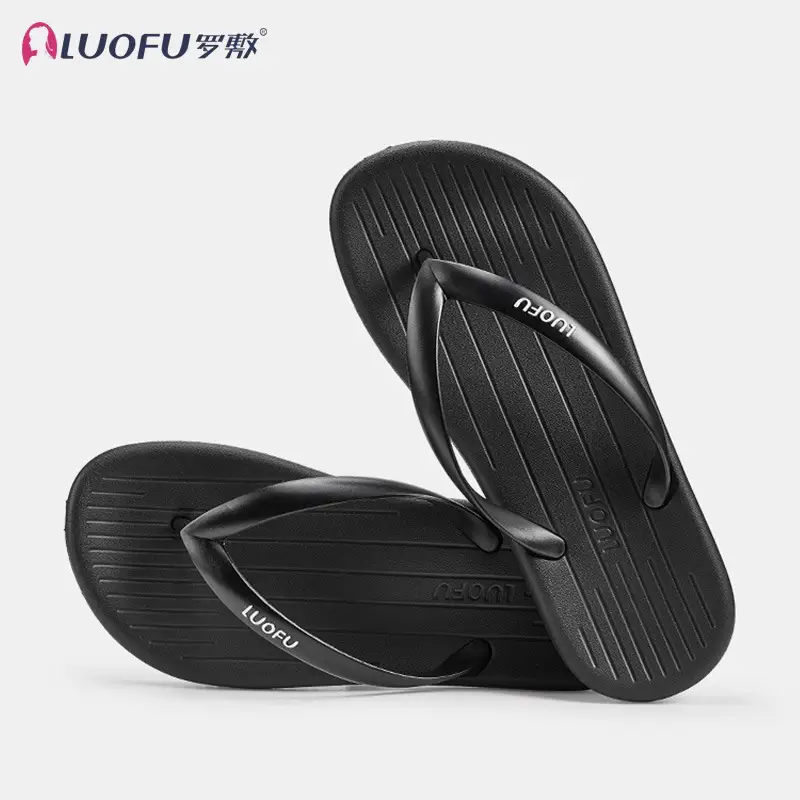Luo Fu Women's Black Flip Flops Summer Sandals