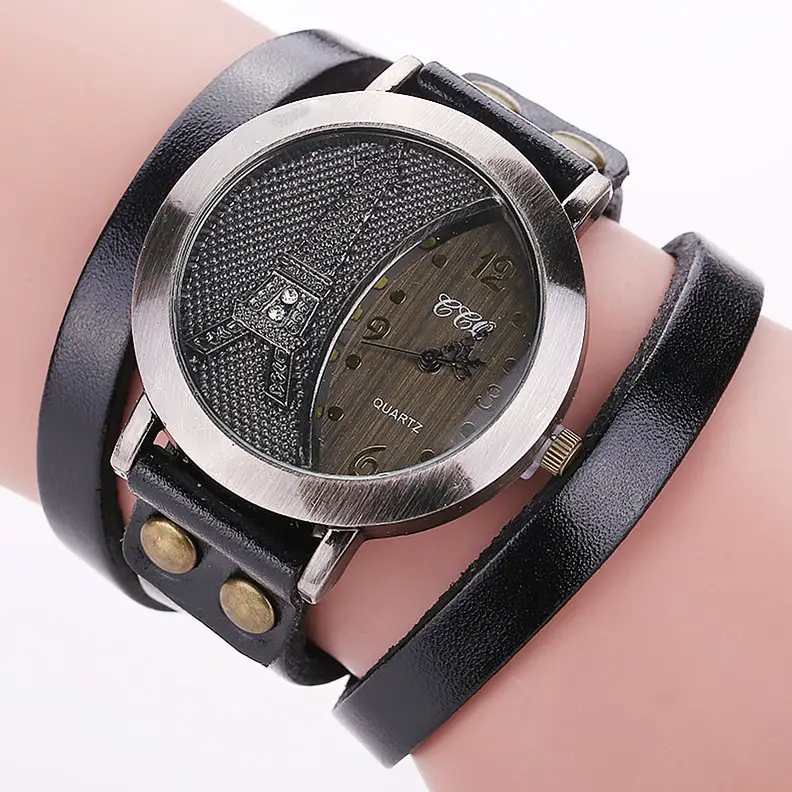Women's Black Dial Quartz Watch with White Strap — feature 1