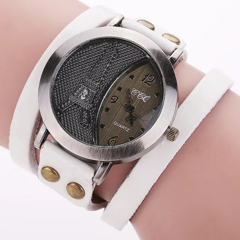 Women's Black Dial Quartz Watch with White Strap — feature 6