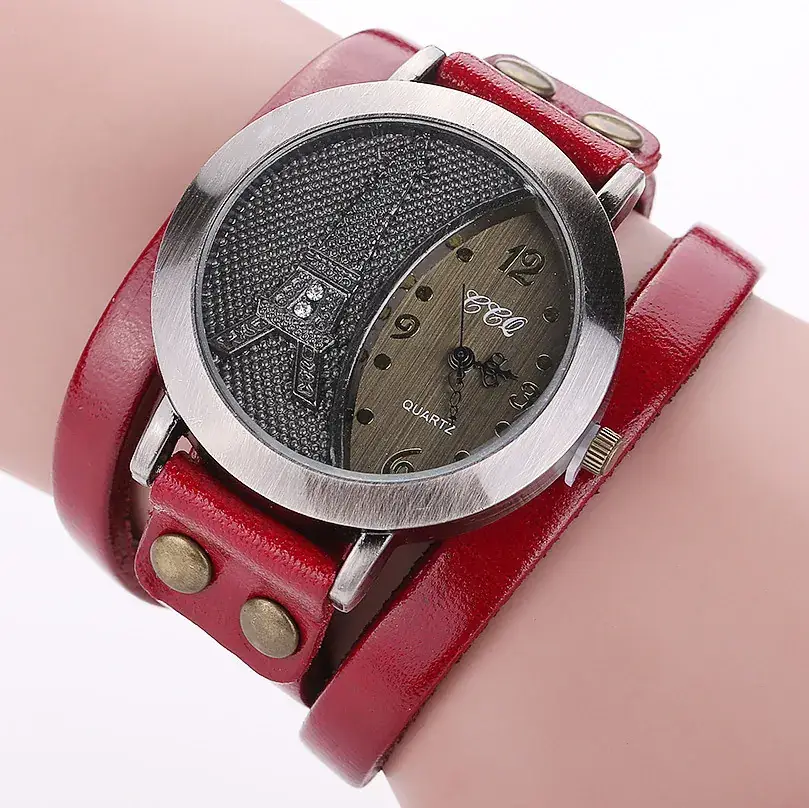 Women's Black Dial Quartz Watch with White Strap - Image 2