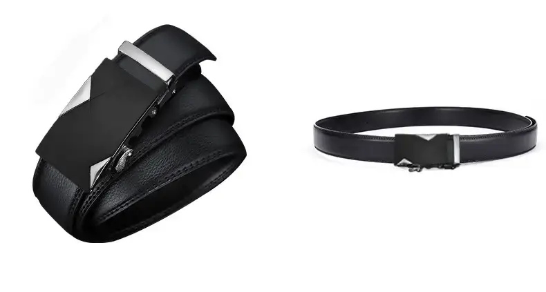 Men's Black Leather Belt with Gold Buckle β feature 13
