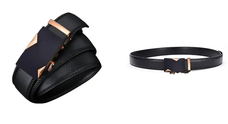 Men's Black Leather Belt with Gold Buckle β feature 15