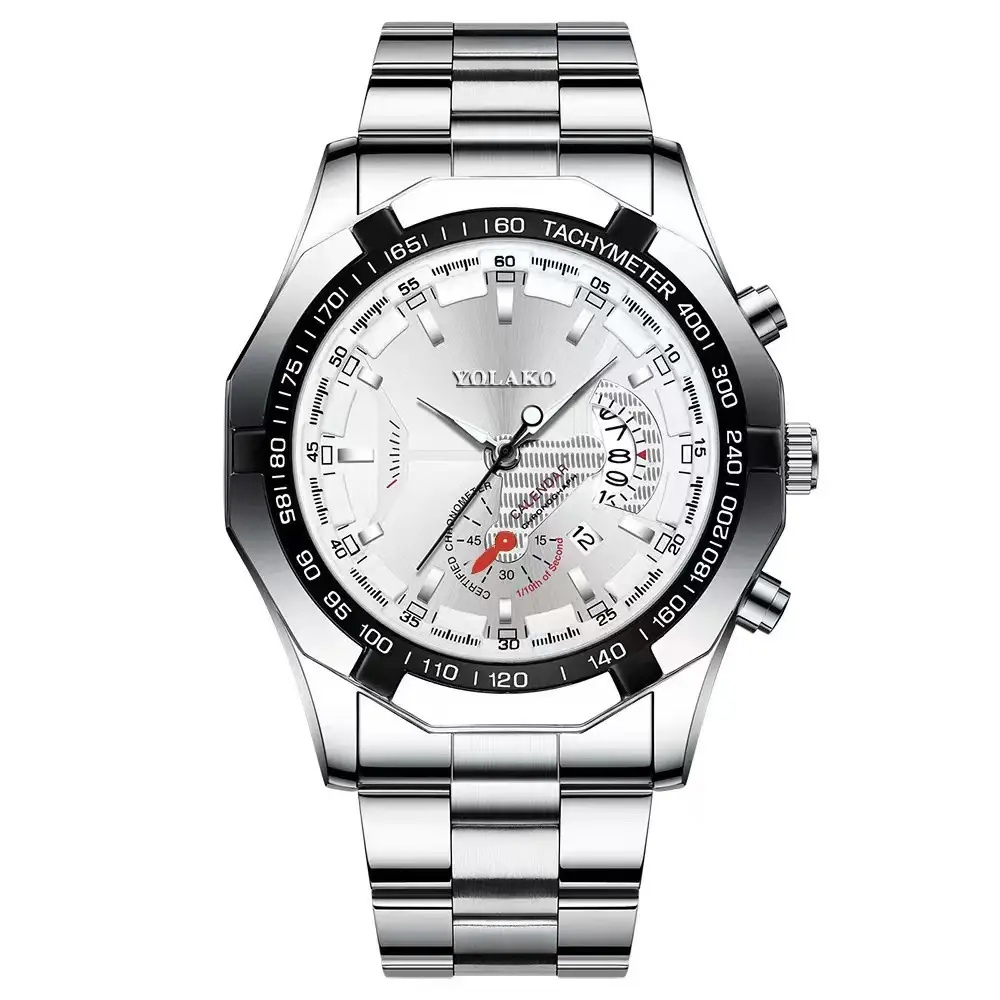 Men's Gold Chronograph Watch with Large Black Dial — feature 5