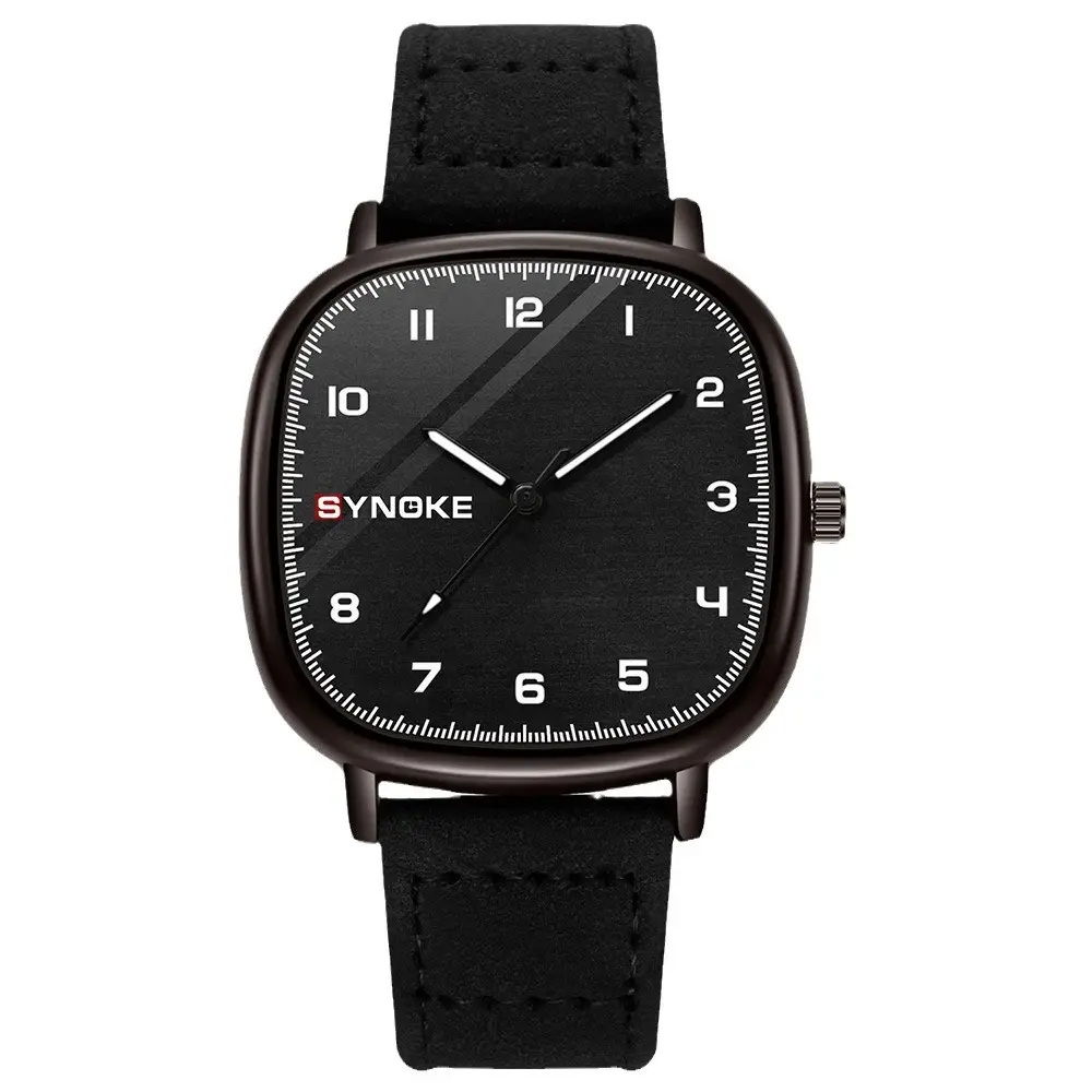 Men's Green Quartz Watch with Leather Band - Image 9