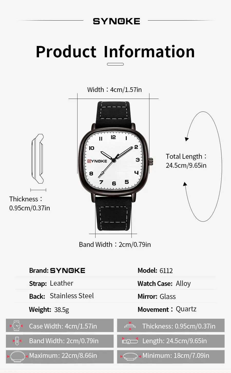 Men's Green Quartz Watch with Leather Band — feature 18