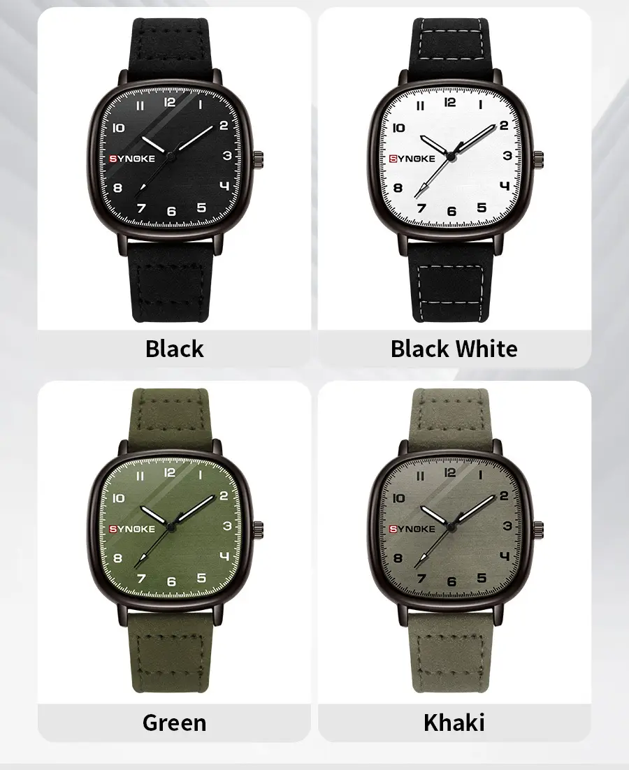 Men's Green Quartz Watch with Leather Band — feature 28