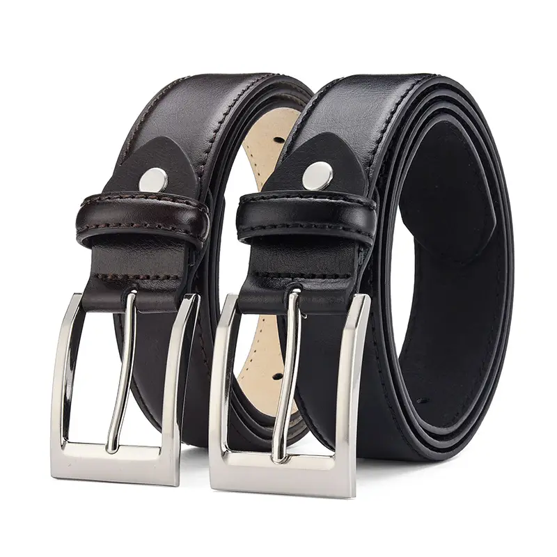 Men's Black Leather Belt with Silver Buckle Wholesale - Image 7