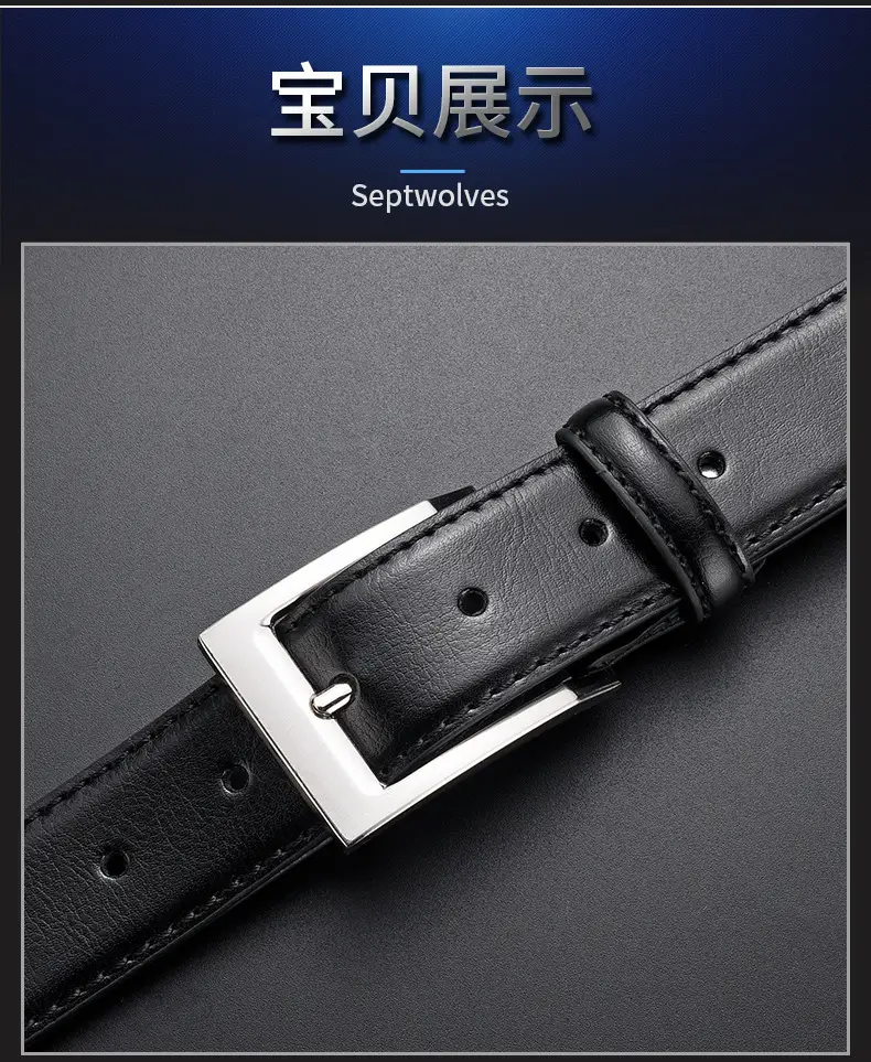 Men's Black Leather Belt with Silver Buckle Wholesale β feature 12