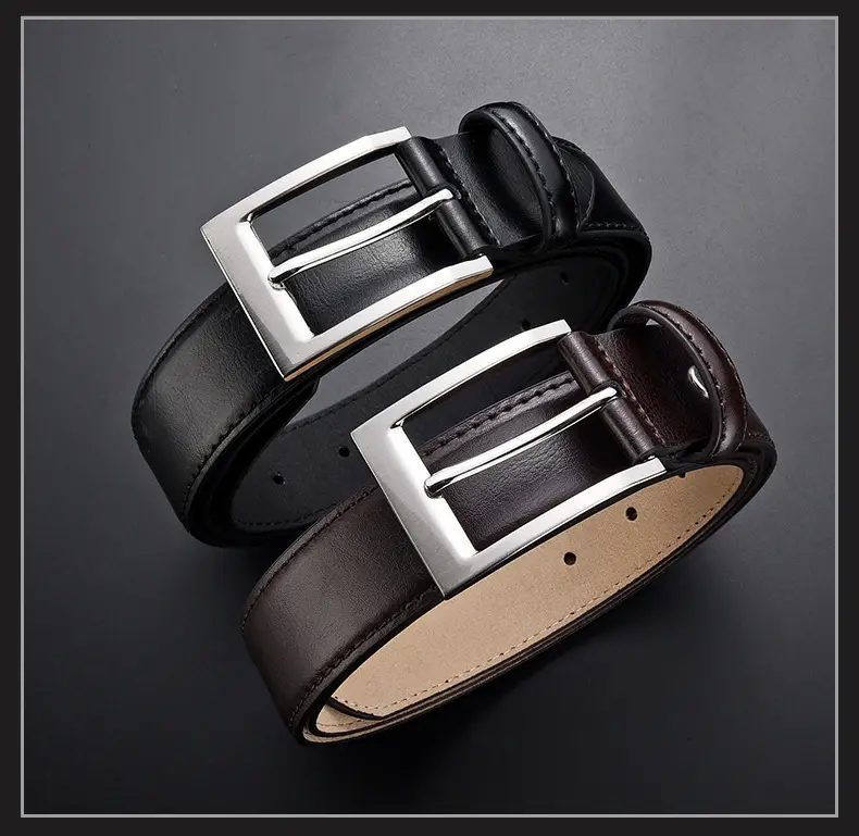 Men's Black Leather Belt with Silver Buckle Wholesale β feature 15